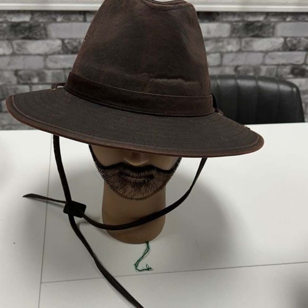 Brown Wide Brim Hat with Chin Strap